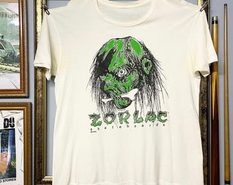 Vintage 80s Zorlac Skateboards Pushead Graphic Tee Rare Skull