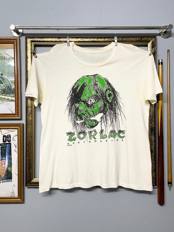 Vintage 80s Zorlac Skateboards Pushead Graphic Tee Rare Skull