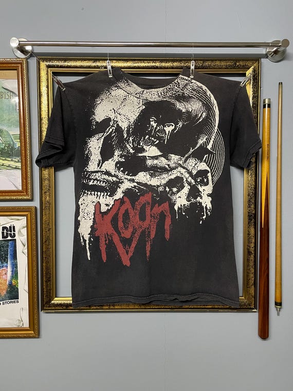 Vintage Korn Skull Graphic Tee Nu Metal Band Shirt Black Heavy