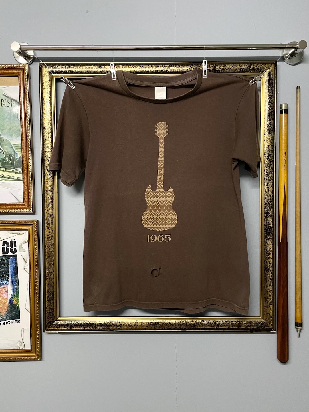 Vintage 90s Archive Number Nine Japan Guitar Art Print Distressed