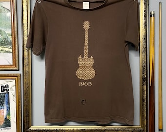 Vintage 90s Archive Number Nine Japan Guitar Art Print Distressed