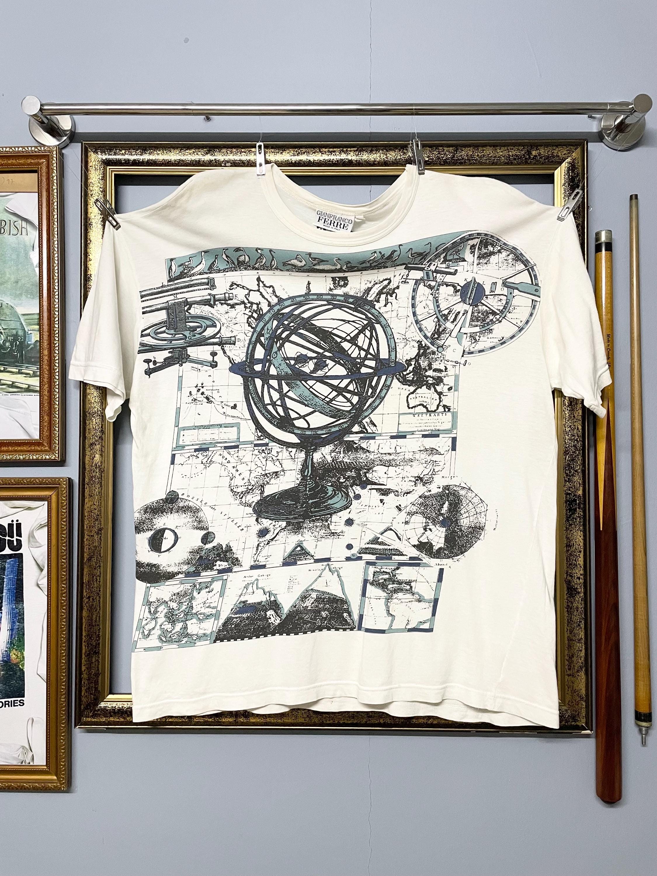 Vintage 90s Art World Map by Gianfranco Ferre T Shirt | Size L - Etsy