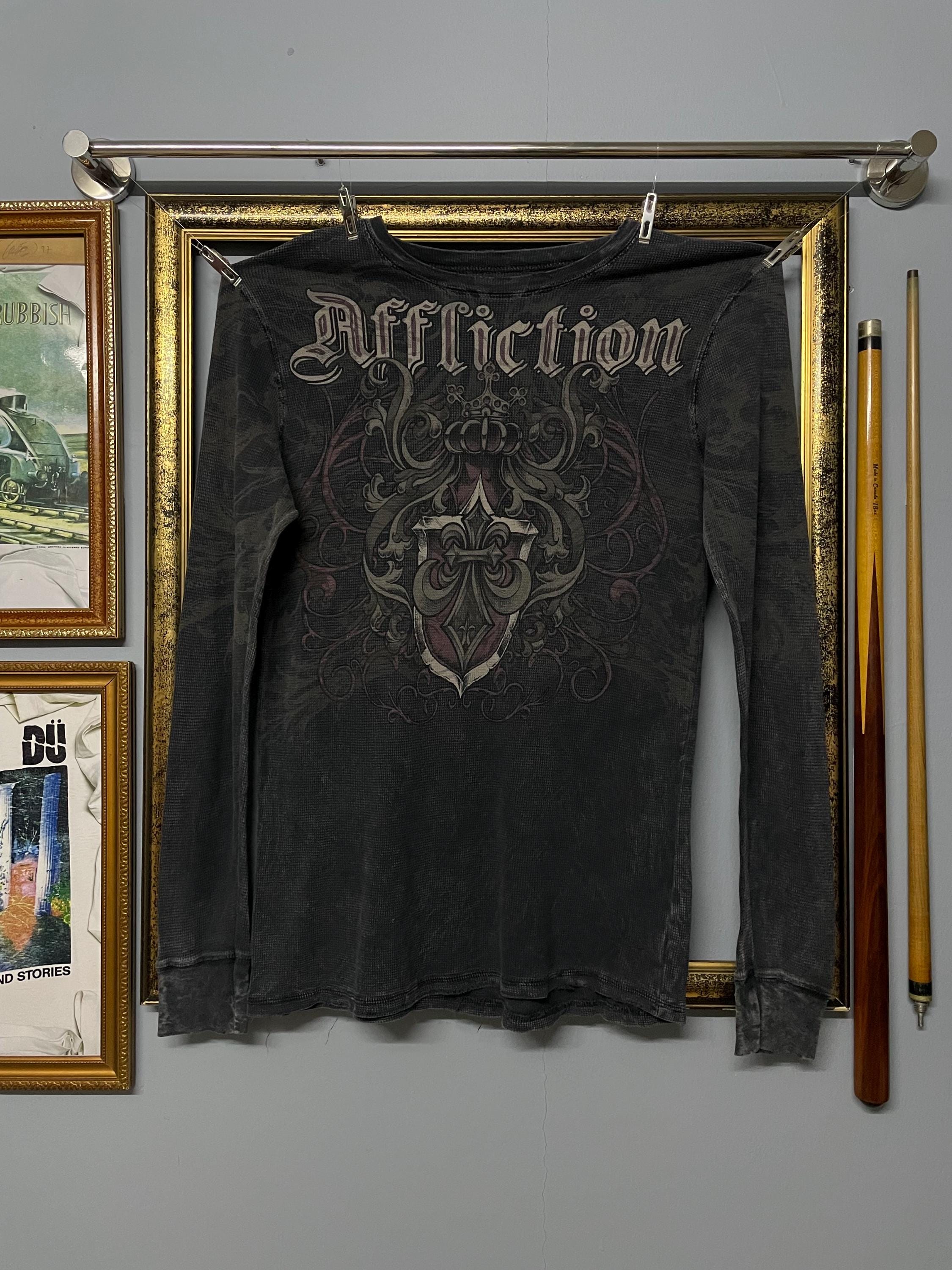 Vintage 90s Affliction Skull | Long Sleeve Thermal | Full Print 