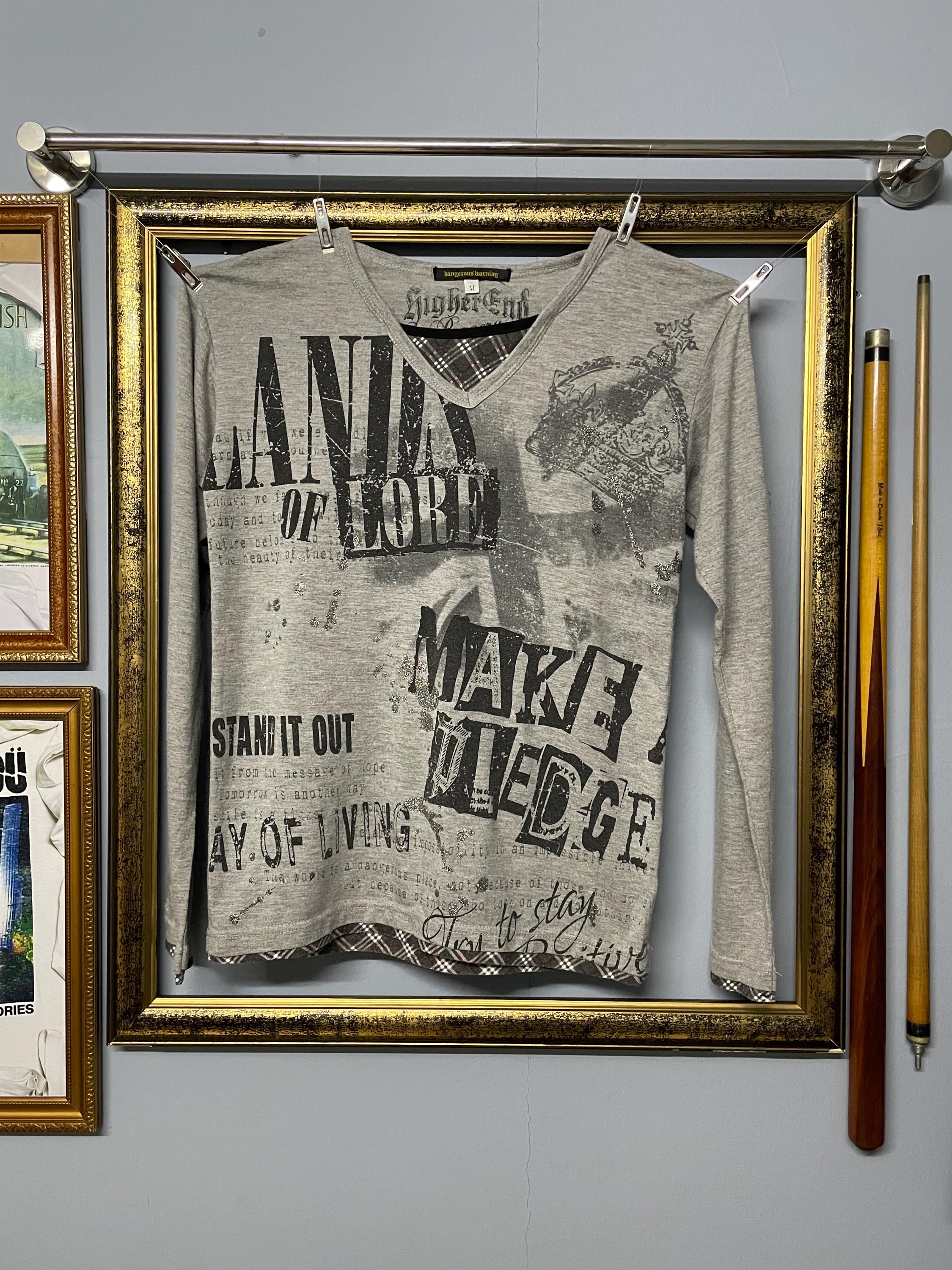 Vintage 90s Stand It Out Punk Top Dangerous Warning Japan Long