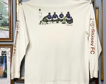 Vintage Rare 90s Stussy Football Club Long Sleeve Tee Skate Surf