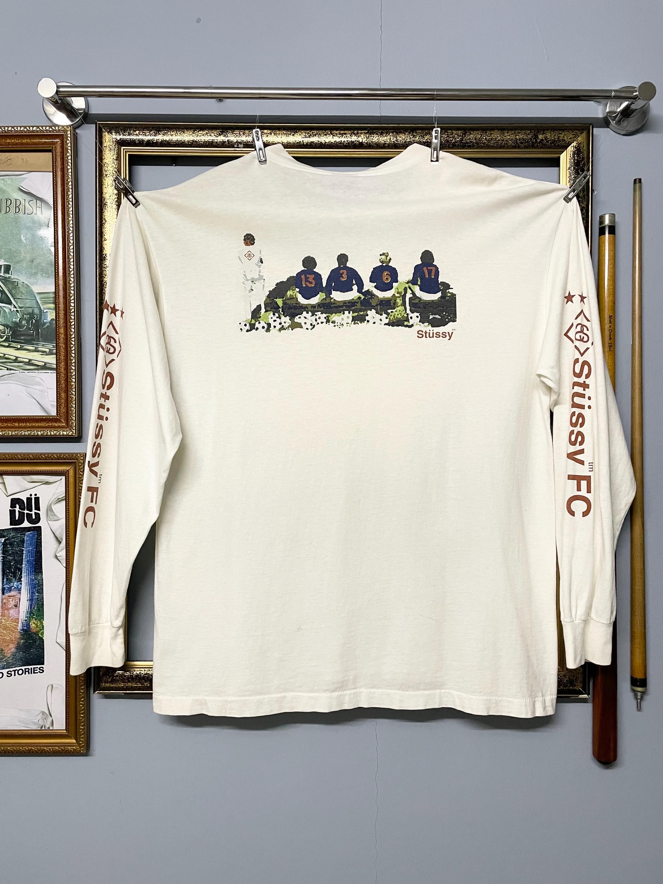 Rare 90s Stussy Football Club Long Sleeve Tee Skate Surf Graphic