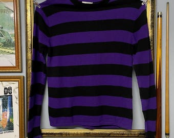 Vintage jaren 90 punk top met grungestreep | Michel Klein Japan met lange mouwen | Maat S