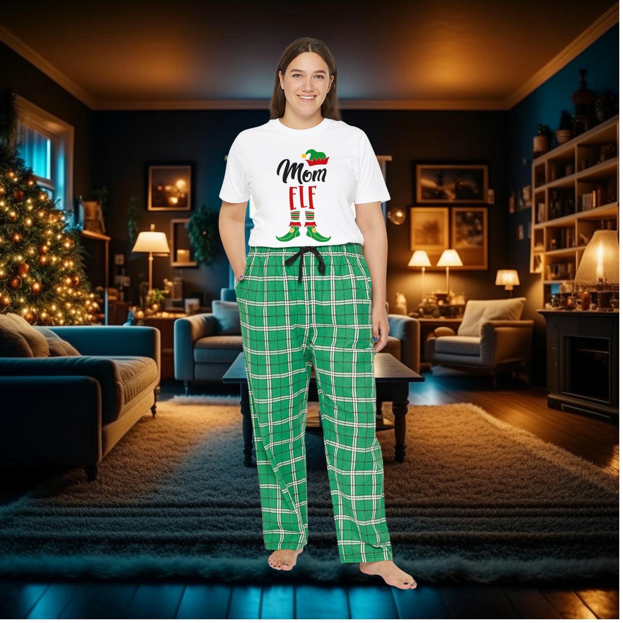Mom Elf Pajama Set Festive Women s Sleepwear Holiday Loungewear Christmas PJ Top Bottom Xmas Gift Etsy