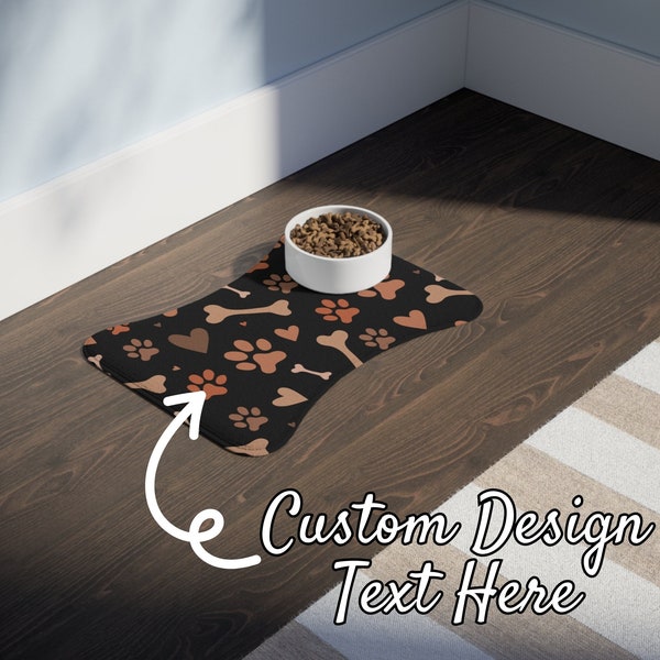 Custom Dog Bowl Mat, Personalized Dog Feeding Mat, Custom Pet Mat for Food Water Bowl, Custom Name Feeding Mats, Easy-to-Clean