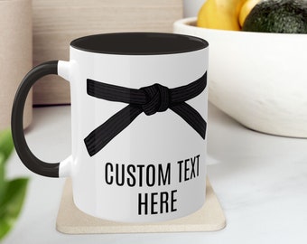 Custom Jiu-Jitsu  Two-Tone Mugs, Custom Jiu Jitsu Mug, Jiu Jitsu, Jiu Jitsu Mug, JuJitsu Belt, Brazilian Ju Jitsu Gift, Belt Graduation Gift