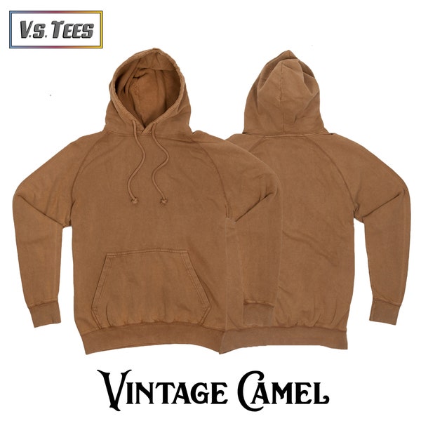 Vintage Camel Raglan Hoodie, 100% Ring-Spun Cotton, Hoodies For Women, Classic Hooded Sweater, Vintage Camel Pullover, Mineral Wash Hoodie