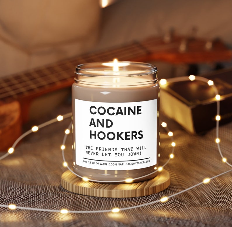 Cocaine and Hookers Candle, Scented Candle, Adult Humor, Gift Custom Candle, Friendship Candle, Custom Candle, Funny Gifts, Snarky Candle image 2
