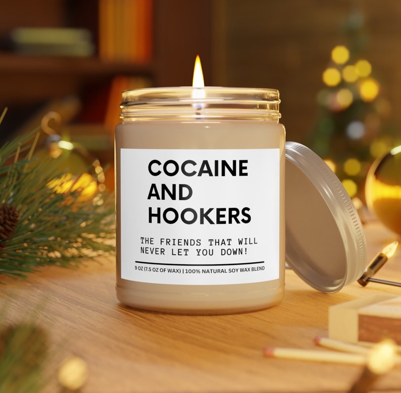 Cocaine and Hookers Candle, Scented Candle, Adult Humor, Gift Custom Candle, Friendship Candle, Custom Candle, Funny Gifts, Snarky Candle image 3