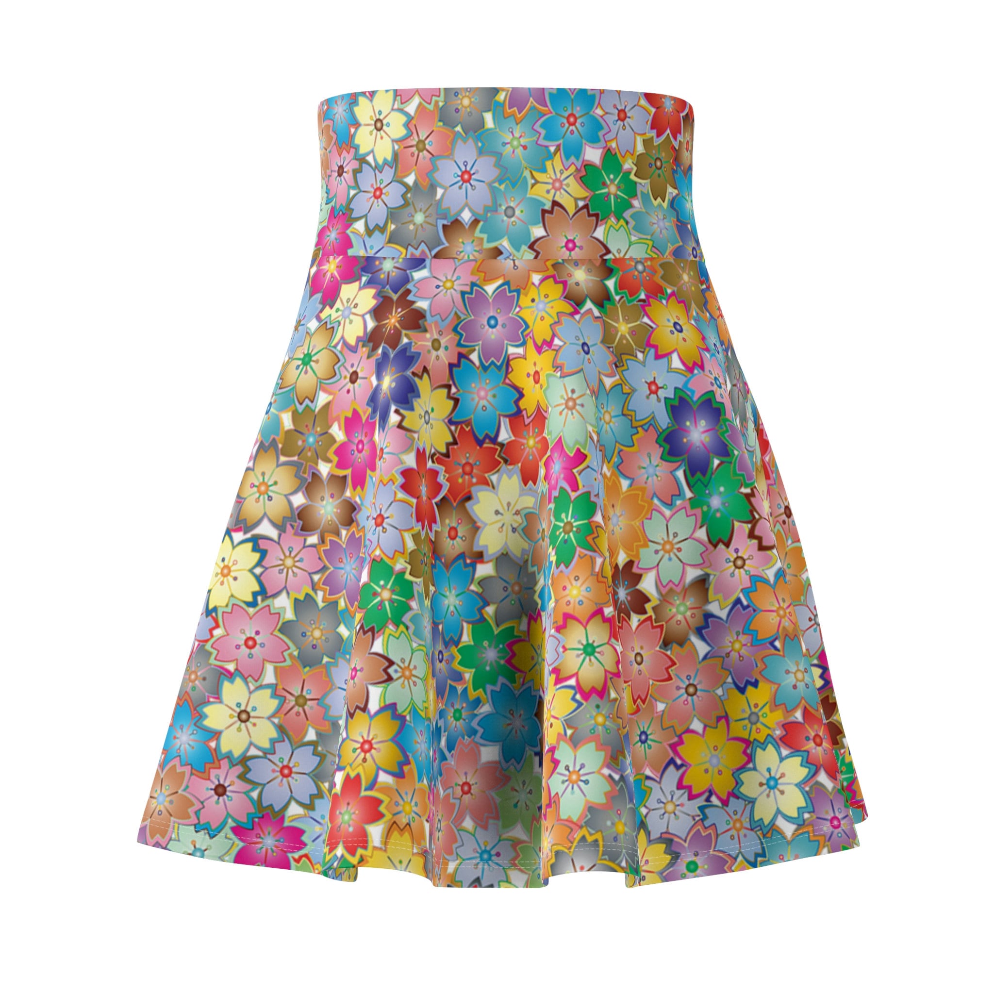 Colorful Flowers Skater Skirt, Women's Skater Skirt