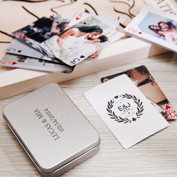 Alternative au livre d'or de mariage, cartes à jouer de poker pour les amoureux, cartes à jouer photos de couple, cartes à jouer de mariage, cadeau d'anniversaire