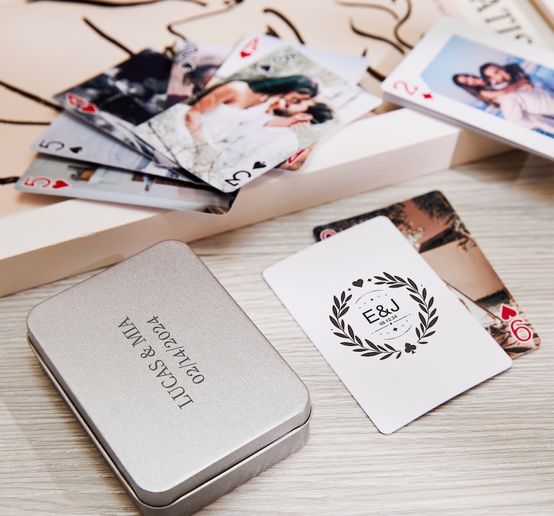 Wedding Guestbook Alternative, Custom Valentine's Playing Cards with Box, Couple's Photos Playing Cards, Wedding playing Cards, Gift for Him image 6