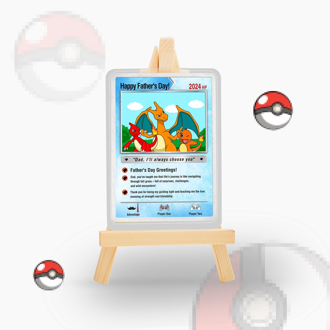 Hand-painted Father's Day Pokemon Card Custom, Father's Day Gift ...