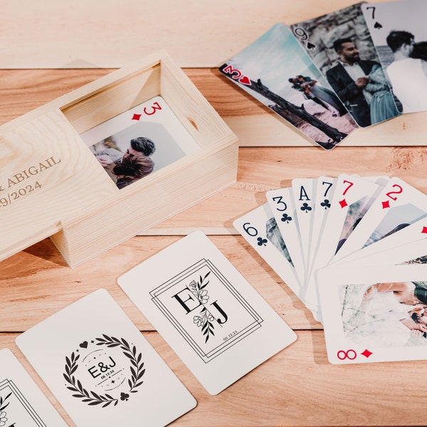 Alternative au livre d'or de mariage, cartes à jouer personnalisées pour la Saint-Valentin avec boîte, cartes à jouer avec photos de couple, cartes à jouer de mariage, cadeau pour lui