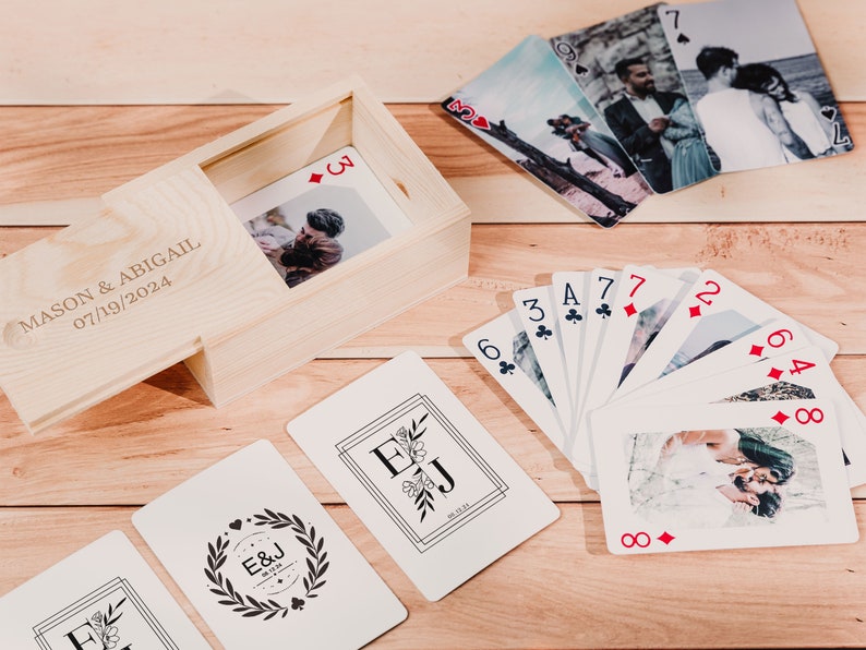 Wedding Guestbook Alternative, Custom Valentine's Playing Cards with Box, Couple's Photos Playing Cards, Wedding playing Cards, Gift for Him image 1