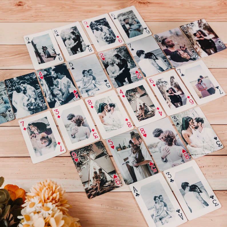 Wedding Guestbook Alternative, Poker playing cards for lovers, Couple's Photos Playing Card, Wedding playing card, Anniversary Gift image 3