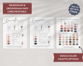 Bridesmaid Proposal Box Card, Printable Bridesmaid Info Card, DIY Bridesmaid Card Template, Bridesmaid Proposal Card, DIY Canva