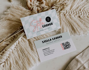 Printable Business Card Template, DIY QR Code Business Card, DIY Trendy Business Card Download, Printable Business Card, Green Buisness Card