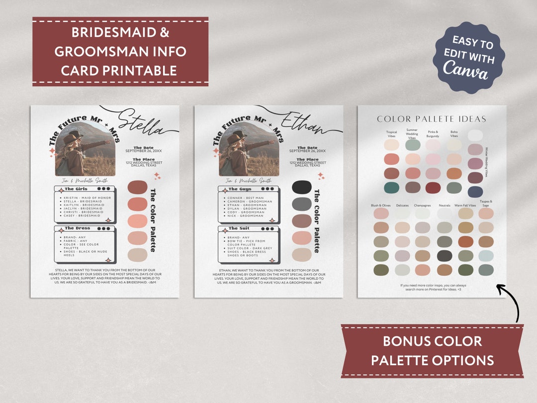 Bridesmaid Proposal Box Card, Printable Bridesmaid Info Card, DIY ...