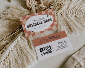MUA Business Card Template, Makeup Artist QR Code Card, DIY Makeup Business Card Instant Download, Printable