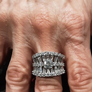 Sterling cz ladys wide band ring
