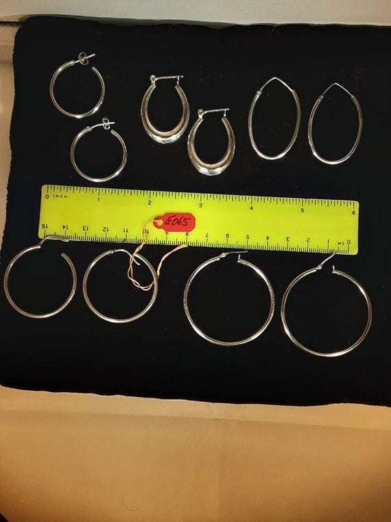 Set of 5 pair sterling silver hoop earrings