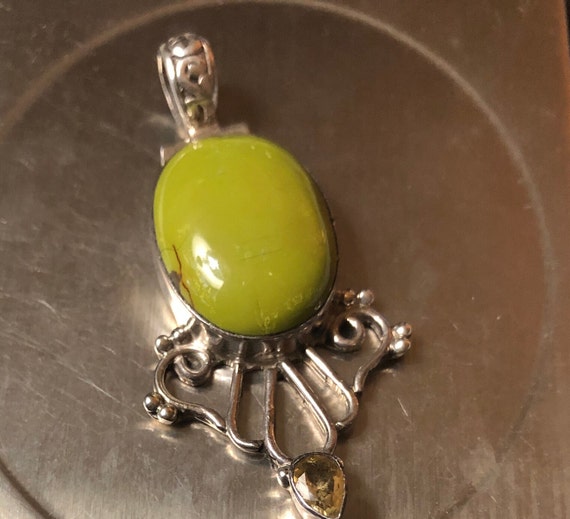 Sterling Calcite and Citrine Pendant - image 1