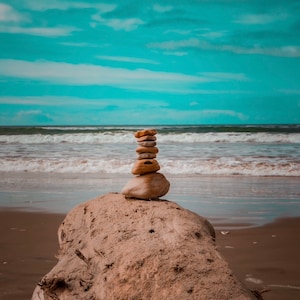 Stacking Rocks on CA beach Printable art decoration 16x20