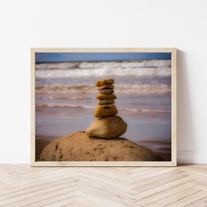 Stacking Rocks on CA beach Printable art decoration 16x20