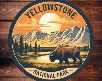 Yellowstone National Park Vinyl Sticker | Waterproof Decal for Laptops, Water Bottles, and Cars - 3"