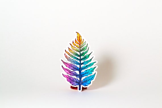 Colorful Fern (Holographic Option)  // Weatherproof Outdoor Sticker // Laminated Vinyl 3" - Watercolors, Nature, Plants