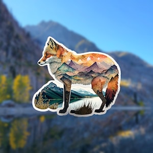 Red Fox // Weatherproof Outdoor Sticker // Laminated Vinyl 3&quot; - Mountains and Lake, Nature, Explore