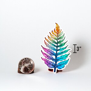 May include: Rainbow fern leaf sticker, 3 inches tall.