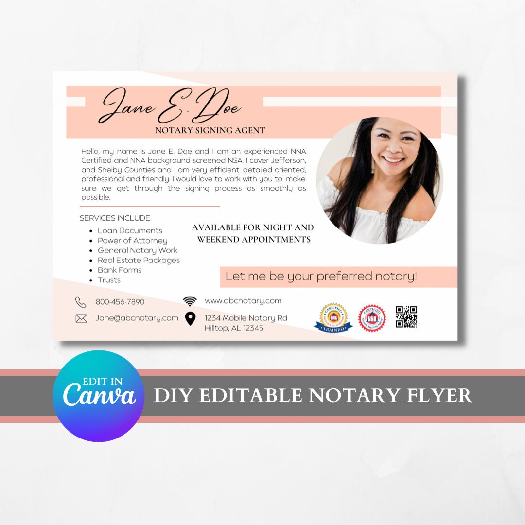 Notary Flyer Template Etsy