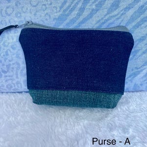 Denim Coin Purse, Upcycled Denim, Keys and card card holder, Makeup purse, Medicine holder