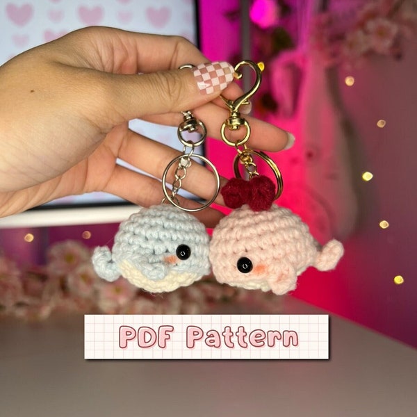 Kissing Whale Keychains Crochet Pattern | Magnetic Whales Keychain Digital Download