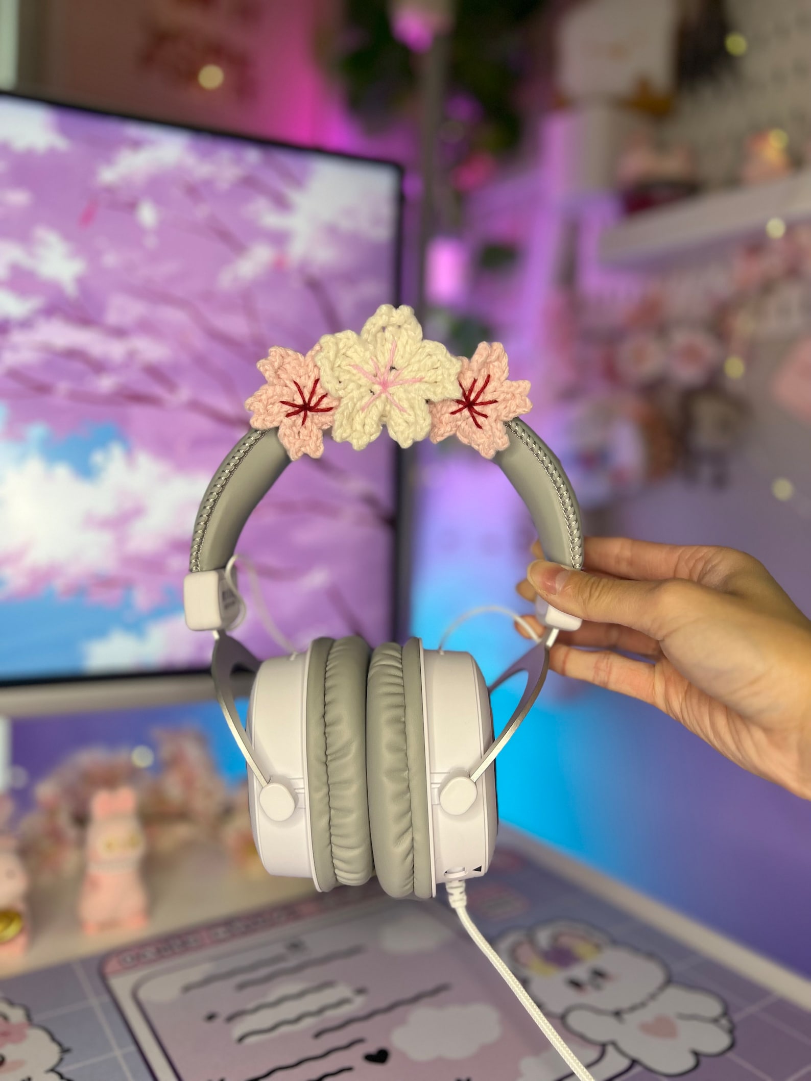 Headset Pattern Bear Ears Headset Accessory + Sakuras Pattern Bundle | Headphone Cover ...