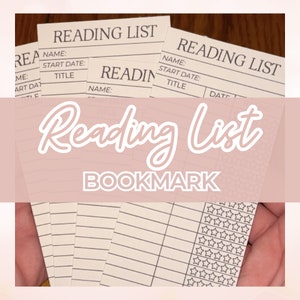 Reading List Bookmark - Book Tracking Bookmark - Reading Log Bookmark - Reading Tracker - Bookish Gift - Bookmark - Library Card