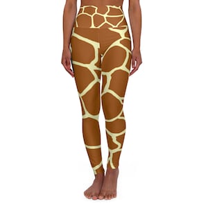 Giraffe Print High Waisted Yoga Leggings, Stylish Activewear, Fitness Fashion, Yoga Pants, Animal Print Exercise Leggings
