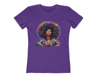 Colorful Afro Graphic Tee for Women, Vibrant Casual T-Shirt, Fun Summer Top, Awesome Gift for Friends, Festival Wear