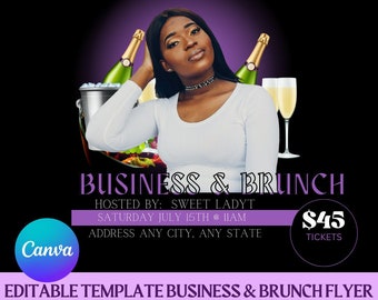 Editable Template Business & Brunch Flyer | Brunch Party | Boss Brunch | Bosses Business Brunch