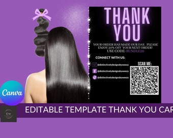 Editable Template Thank You Card 7x5 | Thank You Card | Hairstylist | Any Professional