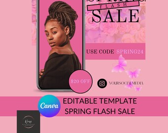 Canva Editable Template Flash Sale | Boutique Shop | Any Season Sale | Pop Up Shops