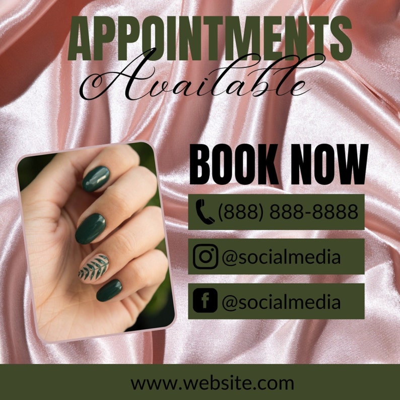 Nail Booking Flyer DIY Canva Template Etsy