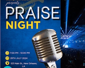 Editable Healing Praise and Worship Service Flyer | Church Conference, Women's Day, Church Event, Worship Service, Mic Night