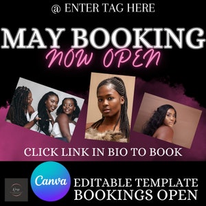 May Book Now Hair Flyer | DIY Instagram Flyer Canva Editable Template | Hair Stylist Makeup Salon Appointments Sale Bookings